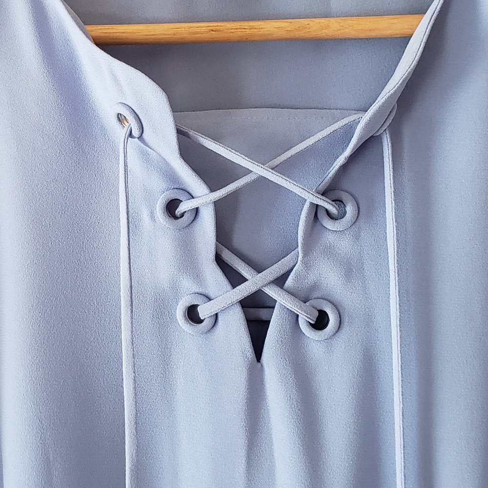 Talbots Periwinkle Scallop Hem Blouse - Picture 3 of 6
